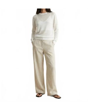 Amanda Maria Linen Tencel Crew Neck Top - Natural