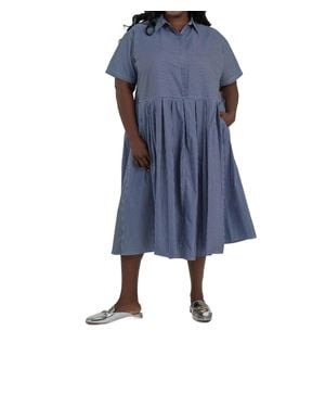 Jill McGowan Kyle Big Pleated Shirt Dress - Blue