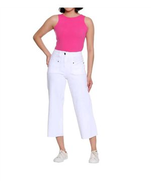 Slimsation By Multiples Raw Edge Hem Crop Jeans - Pink
