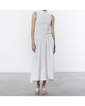 Enza Costa Twill Circle Skirt - White