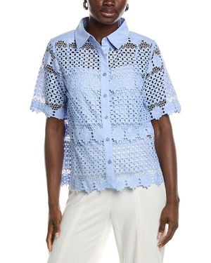 Gracia Eyelet Lace Shirt - Blue