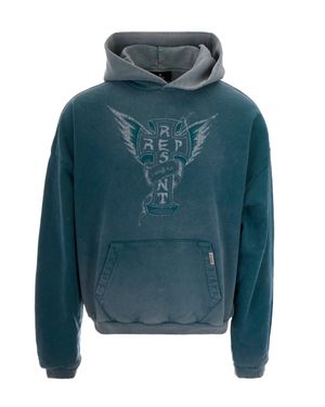 Represent Oversized Cotton Hoodie With Distressed Graphic Elements - Blue
