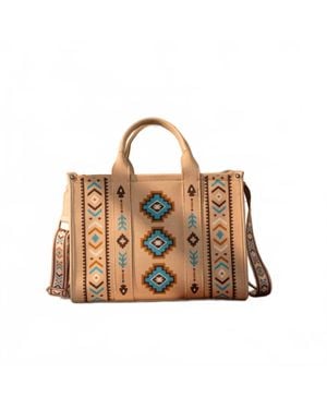 Montana West Aztec Print Crossbody Tote - Brown