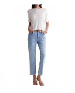 AG Jeans Brinley Mid-Rise Straight Crop Jeans - Blue