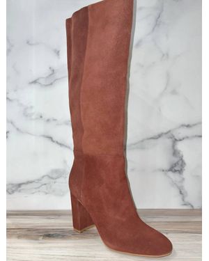 Chinese Laundry Krafty Suede Knee High Block Heel Boots - Brown