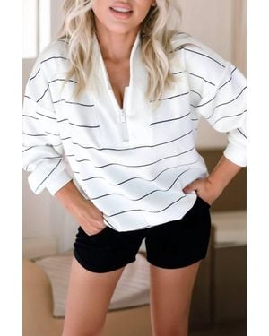 Shewin Half Zip Sweatshirt - White