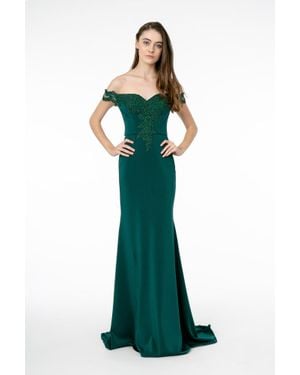TRUEDAMES Mermaid Off The Shoulder Formal Gown - Green