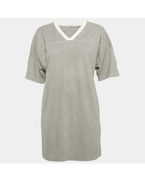 T By Alexander Wang Modal V-Neck Long T-Shirt - Gray