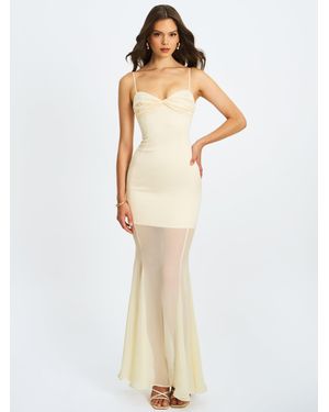 Miss Circle Zayne Butter Ruch Breast Chiffon Mermaid Maxi Dress - White