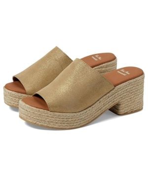 Toni Pons Andrea Sandal Platinum Leather Slip On Block Heel Hawk554 - Brown