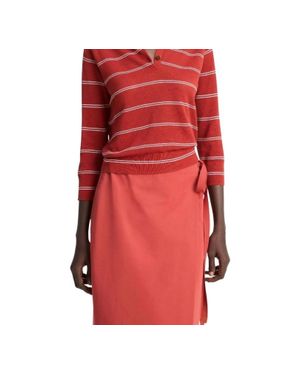 Vince Striped Pique Polo - Red