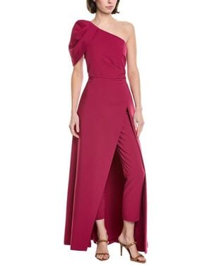 Kay Unger Bijou One-Shoulder Jumpsuit - Red