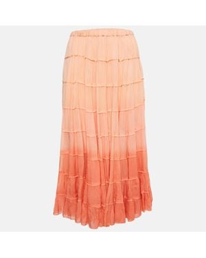 AllSaints Ombre Crepe Tiered Eva Maxi Skirt - Orange