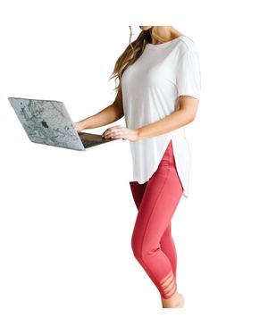 Mono B Split Hem Athleisure Top - White