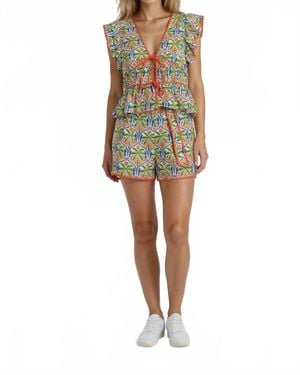 Sincerely Ours Tropical Print Pleated Shorts - Multicolor