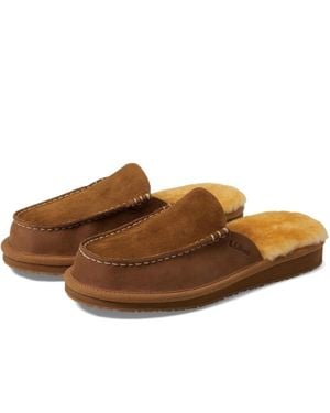 L.L. Bean L. L.Bean Wicked Good Slipper Leather Moc Toe Slip-On Hawk1578 - Brown