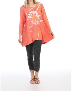 Jess & Jane Chit Chat Wave Knit Mineral Washed Tunic Top - Orange