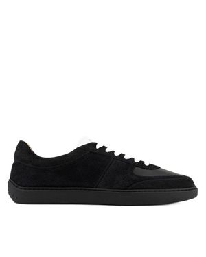 Born Outside Low-Top Suede And Leather Sneakers With Contrast Details - Black