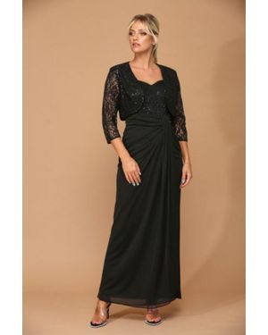 TRUEDAMES 2-Pc Bolero Jacket Mother Of The Bride Dress - Black