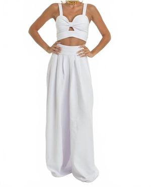 Steffany Milano Celestial Crop Top And Pant Two-Piece Set - White