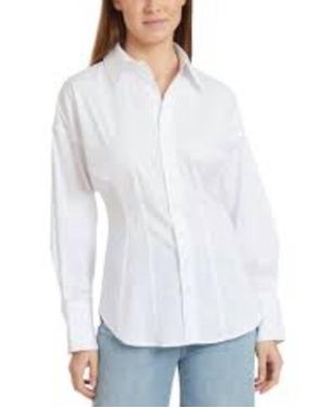 Habitual Fitted Waist Button Down Shirt - White