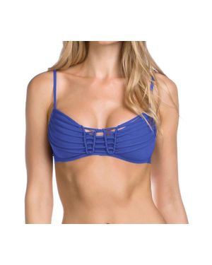 Becca No Strings Attached Macrame Bralette Bikini Top - Blue