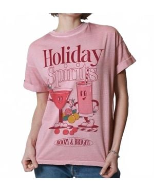 Girl Dangerous Holiday Spirits Boyfriend Tee - Pink