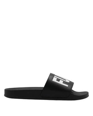 VTMNTS Slogan-Print Slides - Black