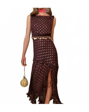 RIXO London Barrette Midi Dress - Brown
