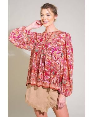 TRUEDAMES Time After Time Woven Top - Red