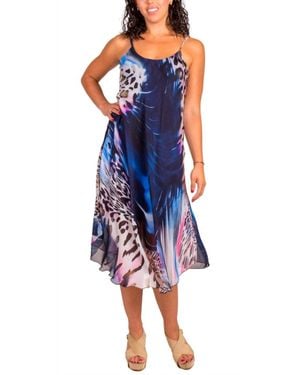 Gigi Moda Animal Print Miele Midi Dress - Blue