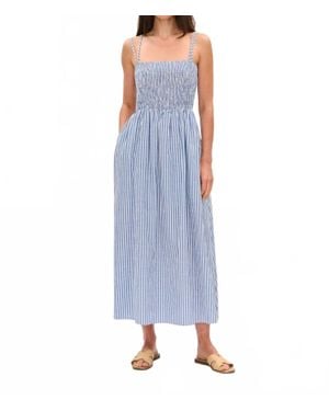 Six Fifty Striped Poplin Smocked Dress - Blue