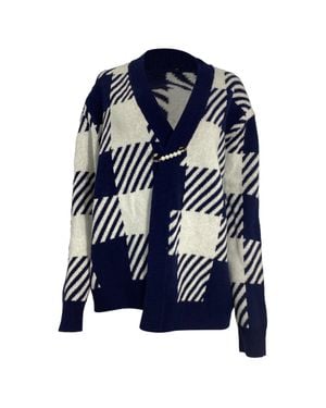 Mother Of Pearl Blake Oversized Embellished Checked Cardigan - Blue