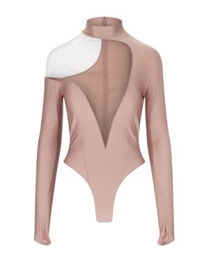 Mugler Asymmetric Illusion" Bodysuit - White