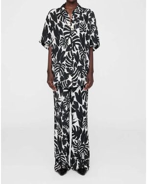 Anine Bing Elain Slim Wide Leg Pant - White