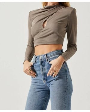 Astr Valerie Long Sleeve Top - Blue