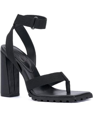 Jessica Simpson Kielne Square Toe Ankle Strap Heel Sandals - Black