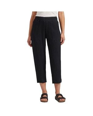 Jag Pants 100% Cotton Textured Pull On High Rise Cropped Gbo2063 - Black
