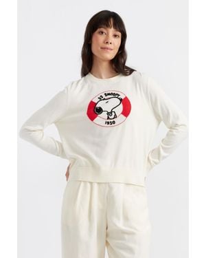 Chinti & Parker Cream Cotton Snoopy Nautical Sweater - White