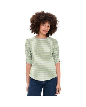Veronica Beard Waldorf Short Sleeve Tee, Banded Stripe - Green