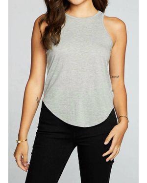 Chaser Brand Rpet Vintage Jersey Shirttail Ruffle Racerback Tank - Gray