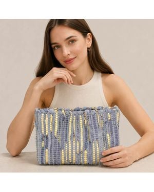 Fashnzfab Boho Textured Clutch Crossbody Bag - Blue