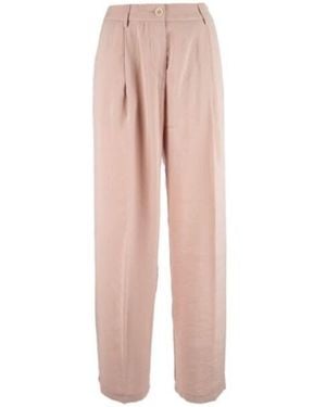 Cruna Wide-Leg Pants With High Waist And Pleated Front - Pink