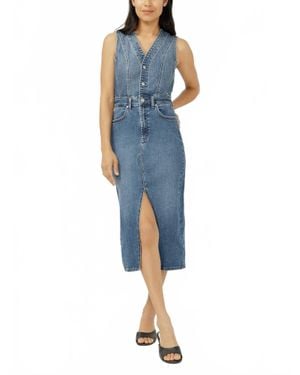 Silver Jeans Co. Vested Denim Midi Dress - Blue