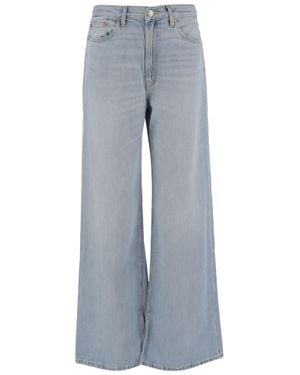RE/DONE Cotton Lyocell Wide-Leg Jeans - Blue