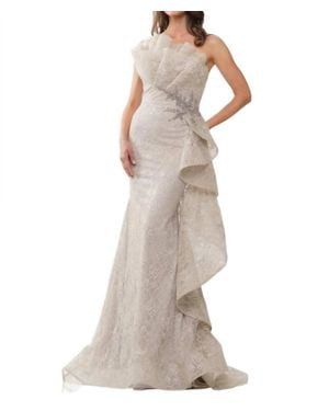 Marsoni by Colors One Shoulder Evening Gown - Natural