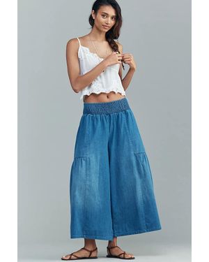 Pilcro Reese Wide-Leg Pull-On Jeans - Blue