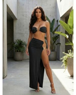 TRUEDAMES Two-Piece Matching Skirt Set,Bandeau-Style - Green