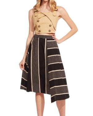 Eva Franco Stripe Midi Skirt - Black