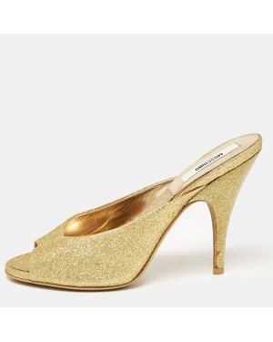 Moschino Glitter Slide Sandals - Natural